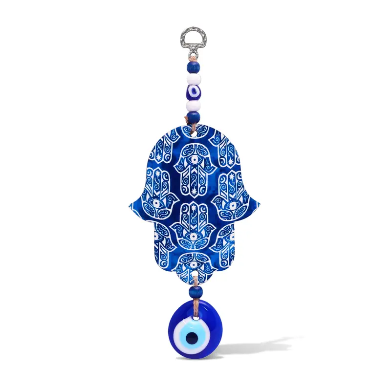 Blue Hamsa Wall Hanging Art – Spiritual Home Decor