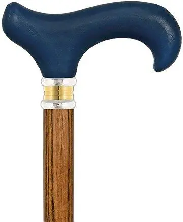 Blue Leather Derby Cane with Espresso-Stained Ash Shaft – Scratch & Dent Exclusive