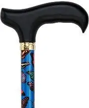 Blue Skies Butterfly Adjustable Derby Cane with Engraved Collar – Imperfect Clearance