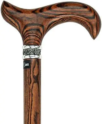 Bocote Wood Derby Cane with Pewter Rose Detailing – Scratch & Dent Variant