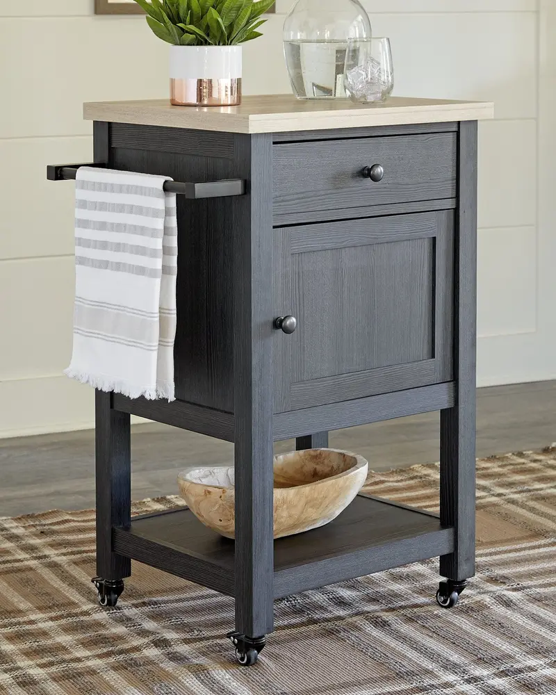 Boderidge Rolling Bar Cart with Glass Shelving