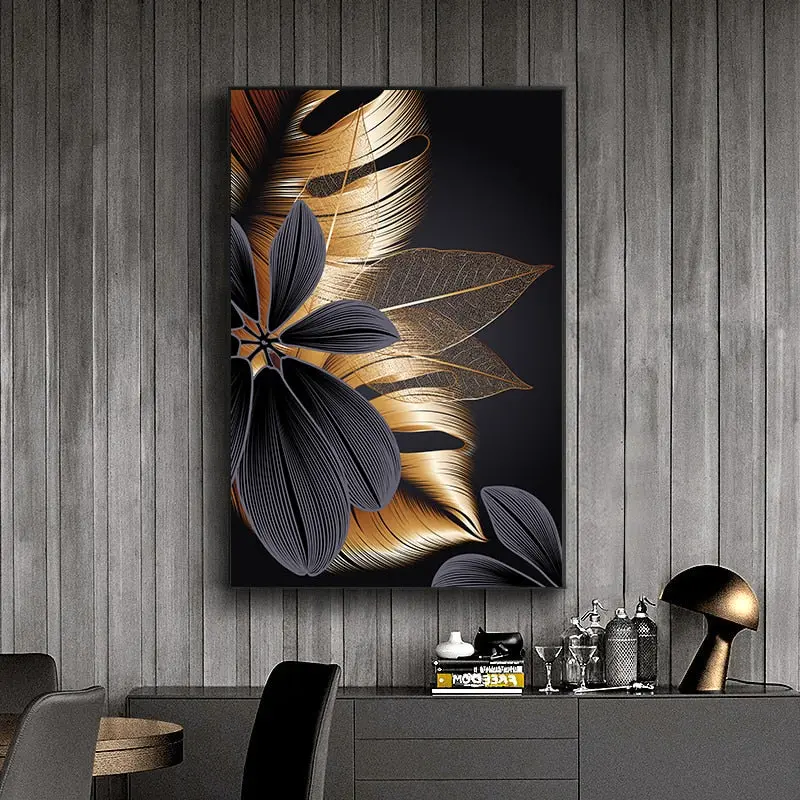 Botanical Leaf Canvas Wall Art – Modern Abstract Nordic Poster Print for Living Room, Bedroom, or Office Decoration
