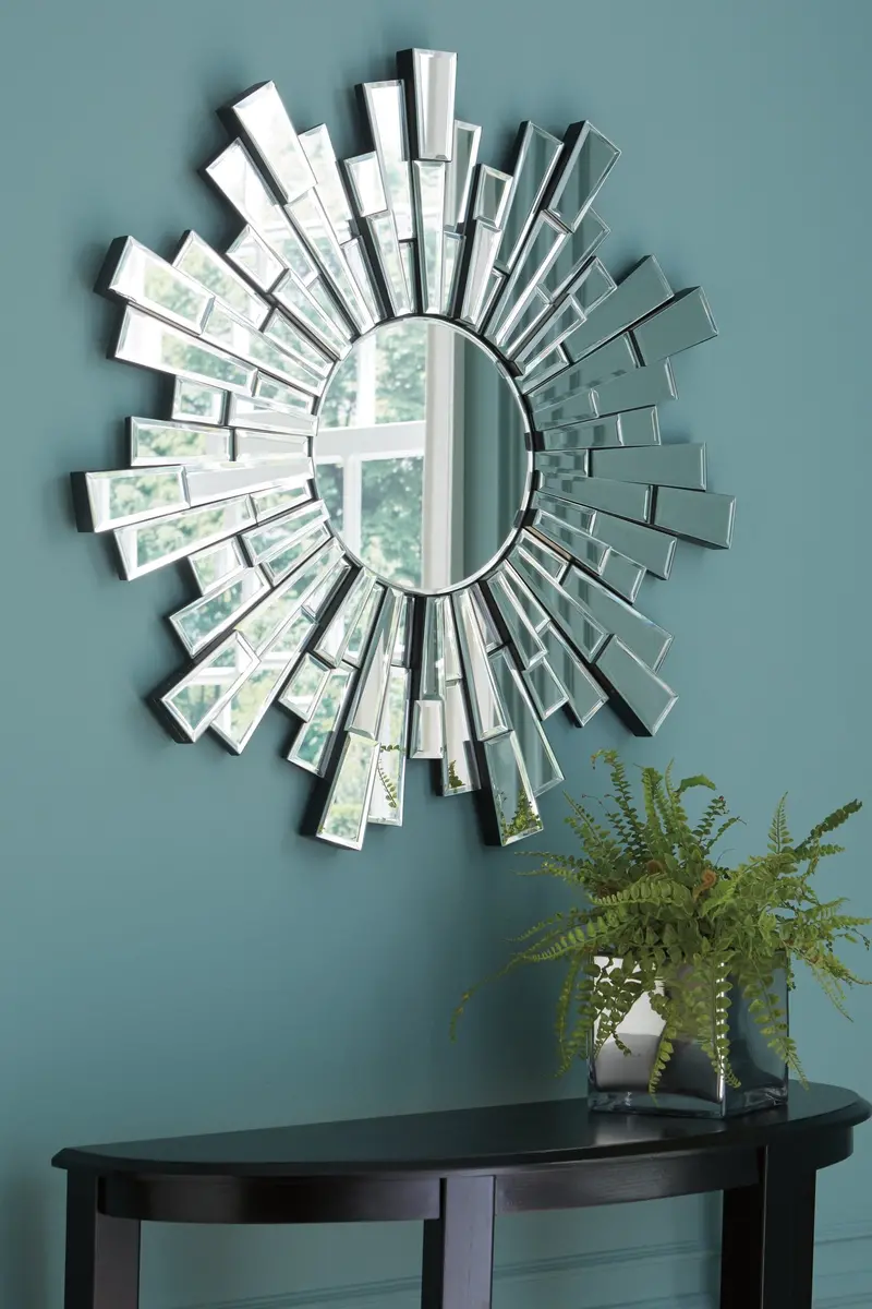 Braylon Oval Framed Wall Mirror with Distressed Wood Trim