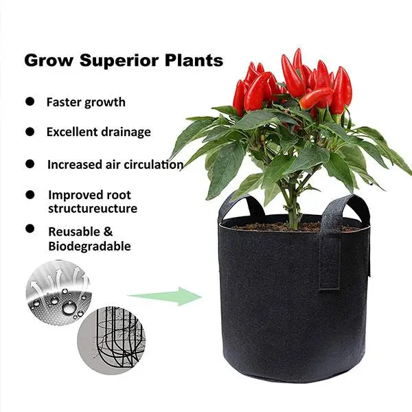 Breathable Fabric Grow Bags – 3-Piece Planting Kit