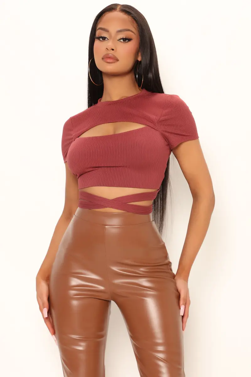 Brick Red Cut-Out Halter Top