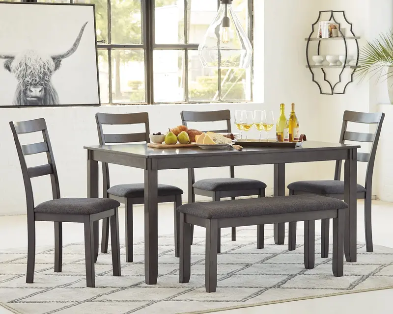Bridson Extendable Dining Set – Table, 4 Chairs & Bench (6-Piece)