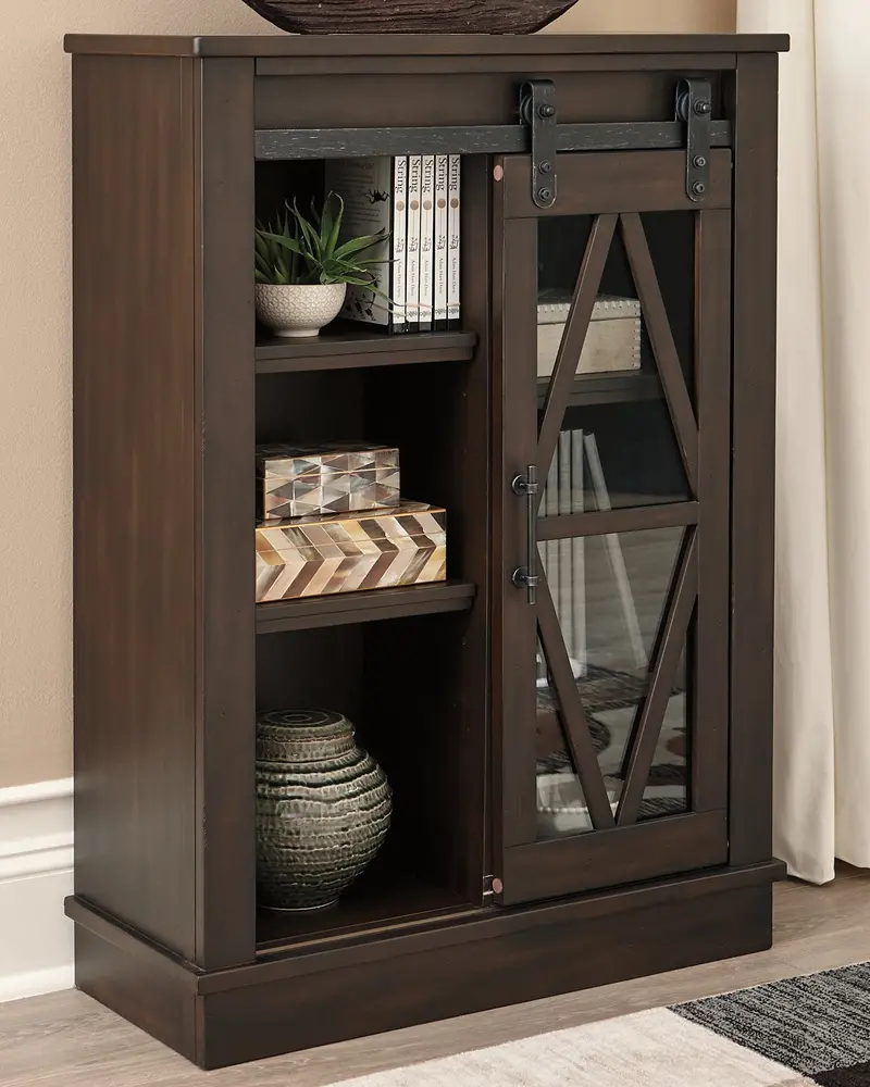 Bronfield Accent Cabinet – Industrial-Chic Storage Cabinet with Glass Doors