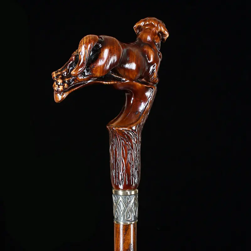Brown Labrador Retriever Cane in Rich Dark Wood
