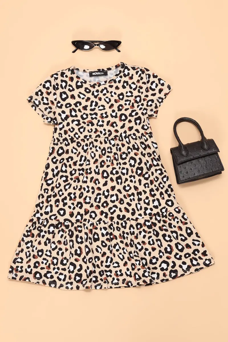Brown Tiered Mini Wild Side Summer Dress