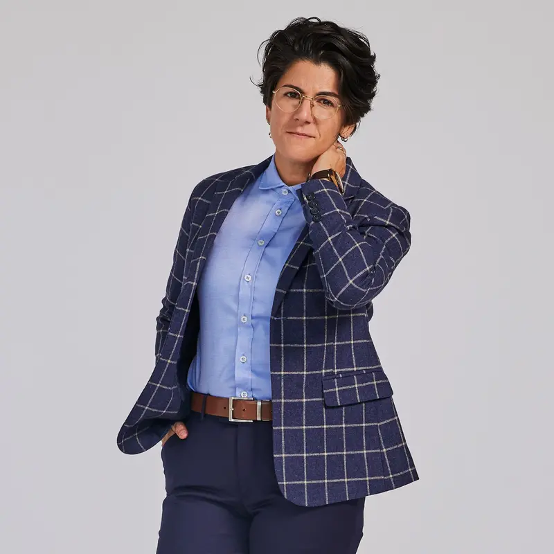 Brushed Indigo Windowpane Pattern Blazer