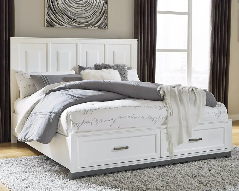Brynburg California King Panel Bed with Two Integrated Storage Drawers