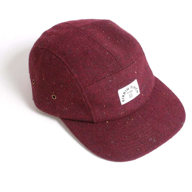 Burgundy Wool 5-Panel Dad Hat – Classic Unstructured Fit