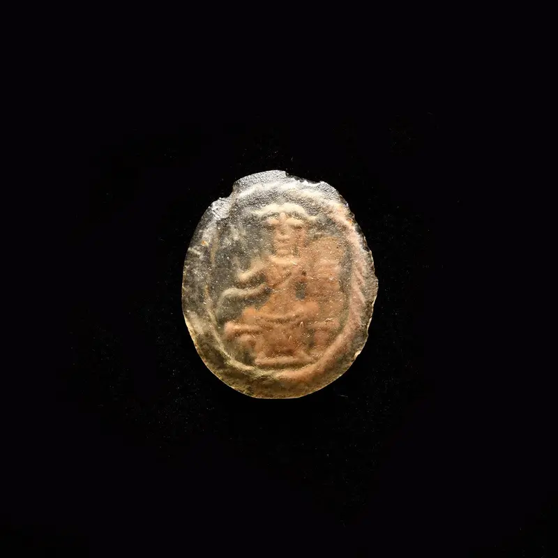Byzantine Gold-and-Glass Gnostic Magical Token, 4th Century CE
