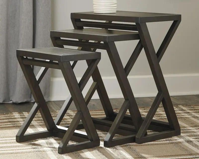 Cairnburg 3-Piece Accent Table Set – Rustic Wood Nesting Collection