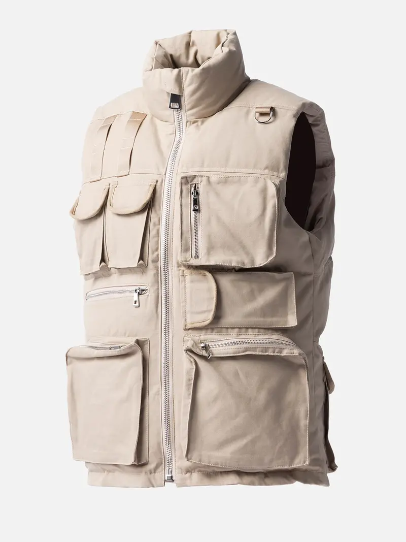 Cargo-Style Down Vest for Men – Quilted Warmth & Pockets