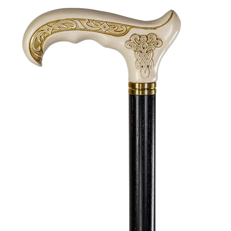 Celtic-Inspired Light Wood Handcarved Walking Cane – Artisan Crafted