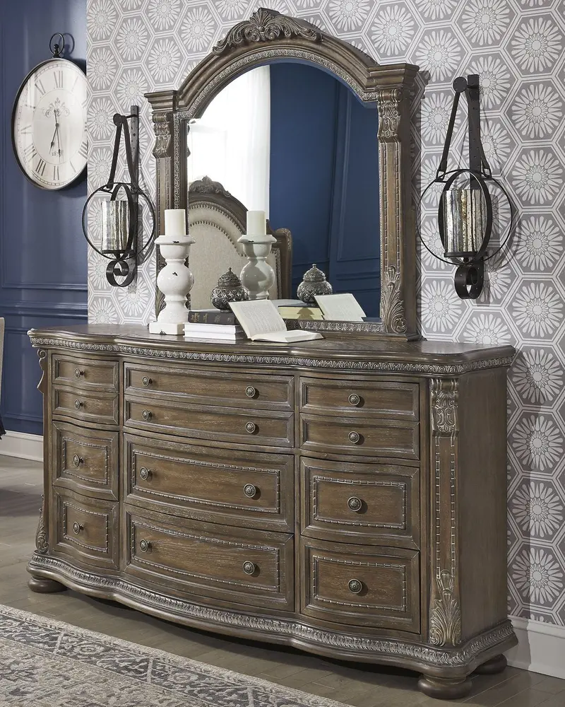 Charmond Dresser with Matching Mirror – Bedroom Storage & Vanity Set