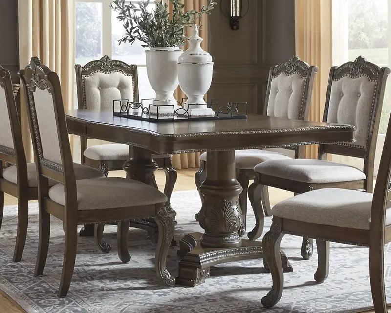 Charmond Extendable Dining Table – Solid Wood Top with Modern Base