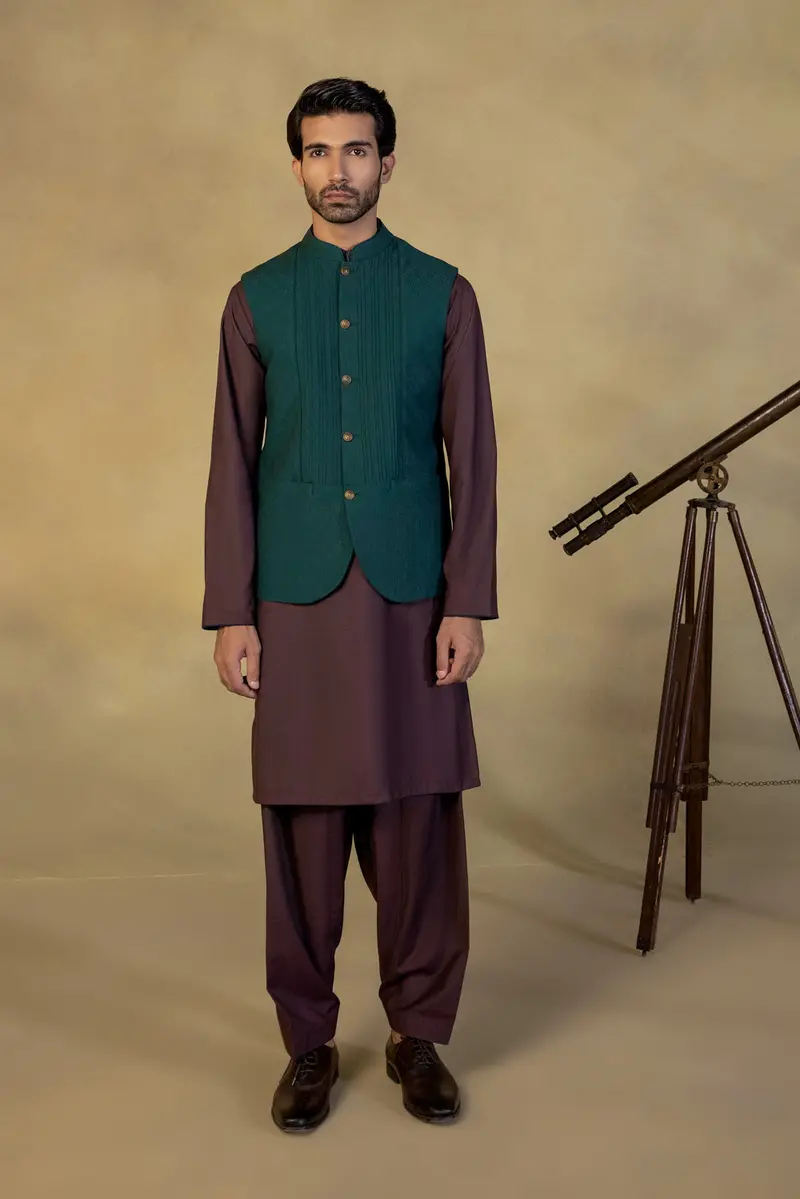 Classic Jacquard Waistcoat for Formal Ethnic Outfits