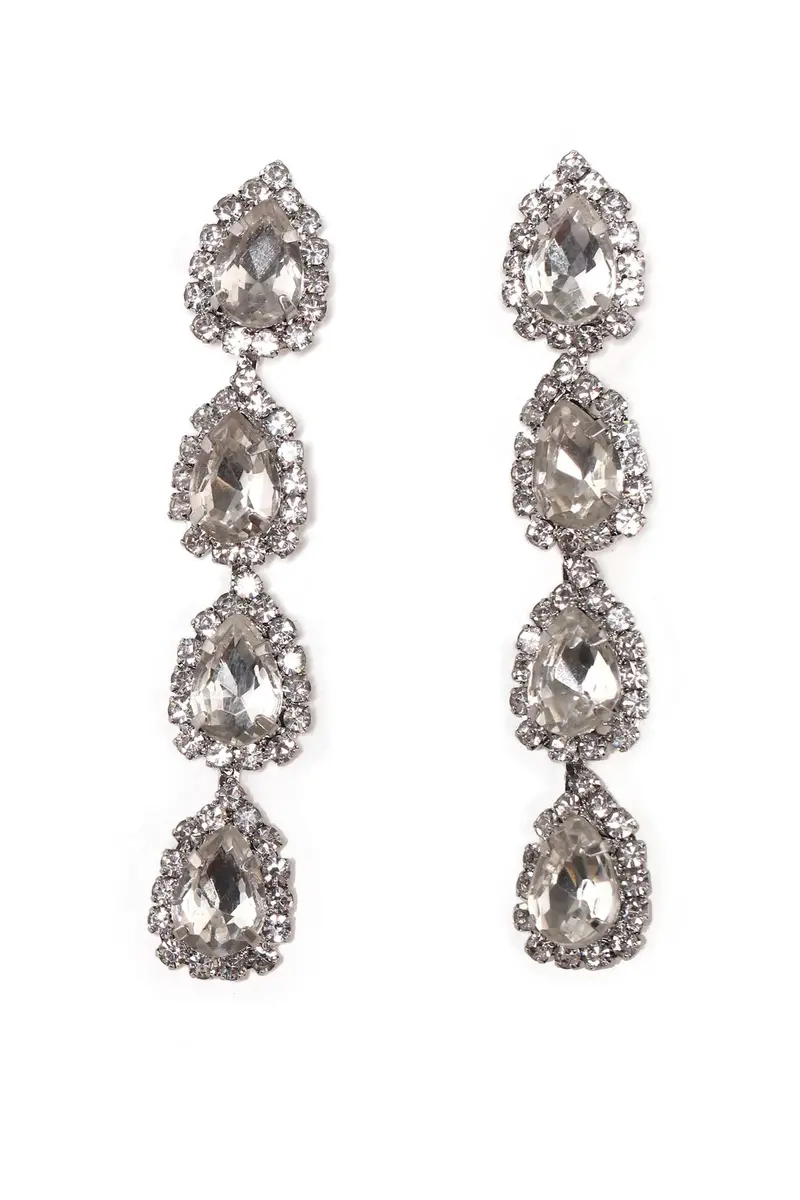Classic Silver Wedding Date Drop Earrings