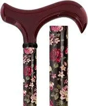Clearance Dark Floral Pattern Adjustable Carbon Fiber Derby Cane (V1888)