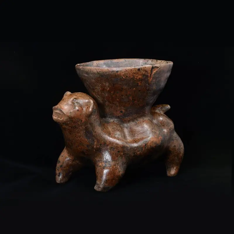 Colima Redware Dog Figure with Bowl, 100 BCE–100 CE