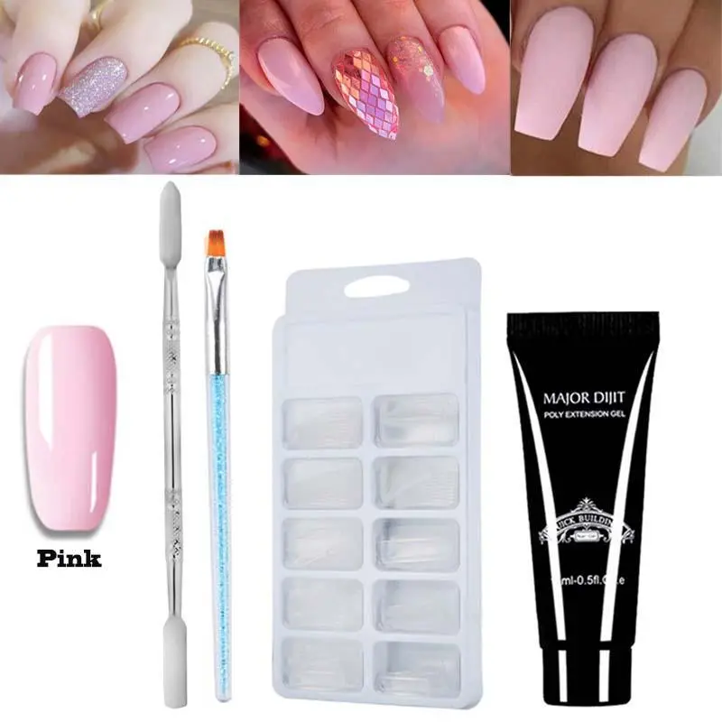 Complete Poly Gel Nail Extension Kit with UV Lamp & Accessories