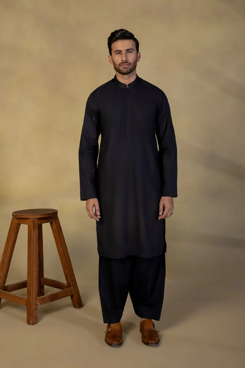 Contemporary Embroidered Cotton Suit – Modern Silhouette