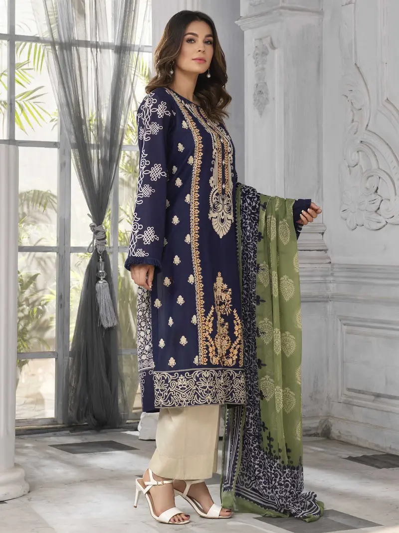 Contemporary Two-Piece Embroidered Lawn Suit – Lavender