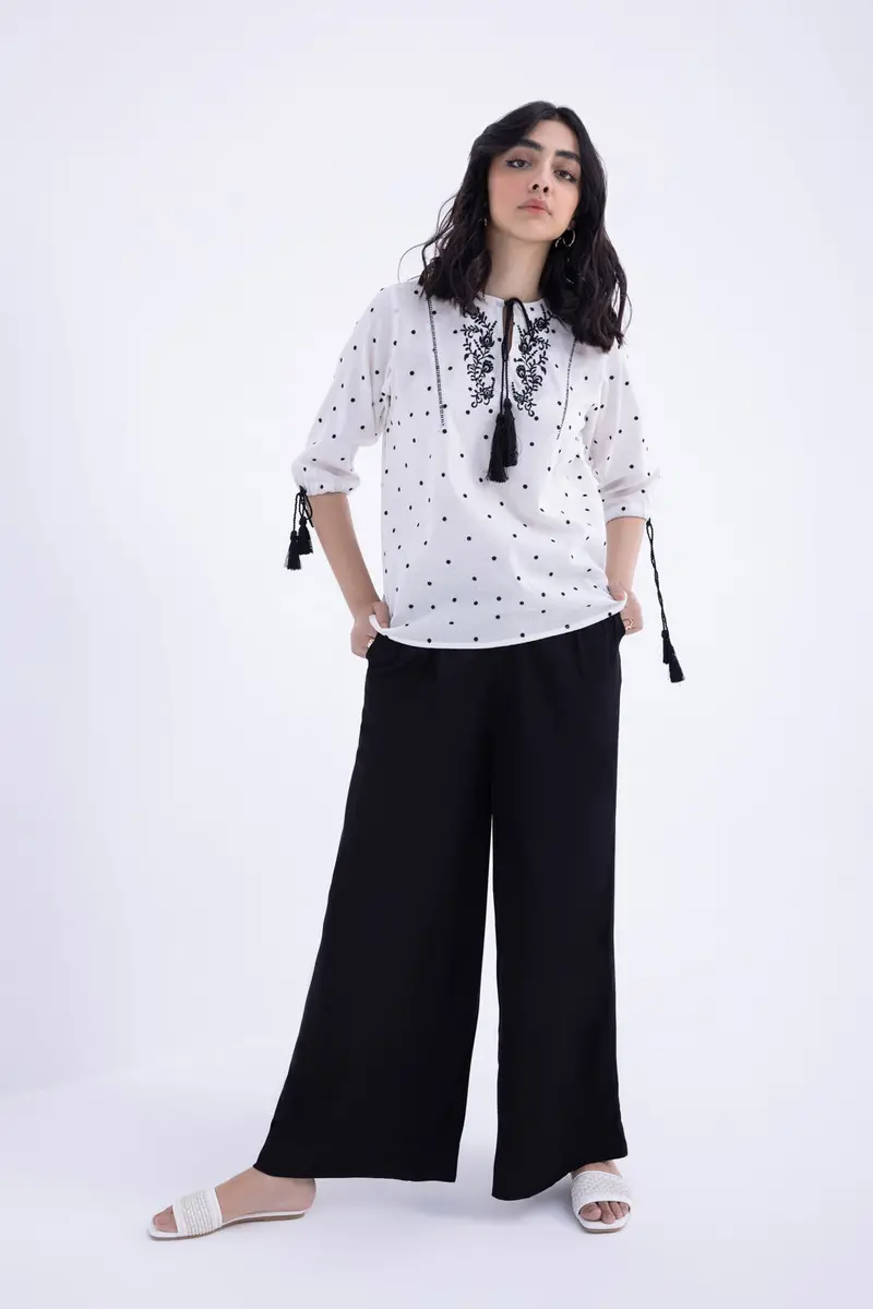 Cotton Blouse with Delicate Embroidery
