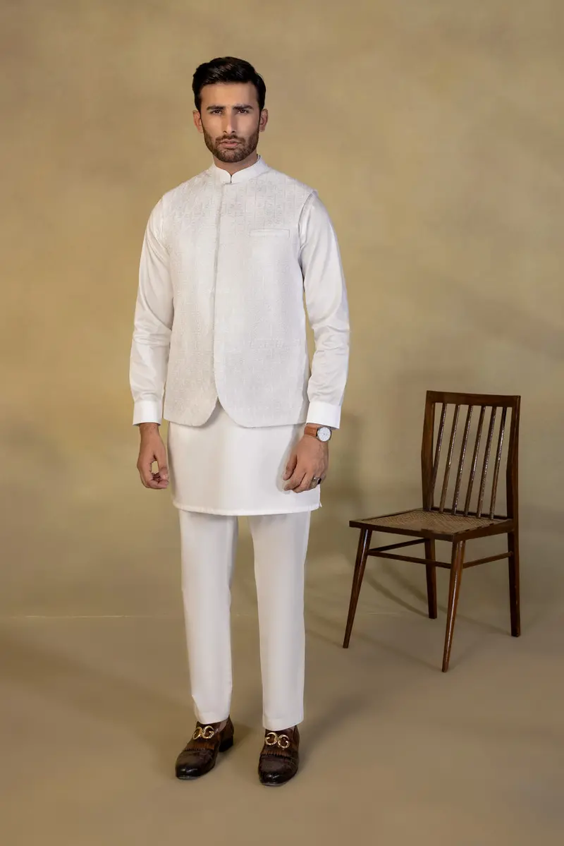 Cotton Waistcoat with Embroidered Detailing