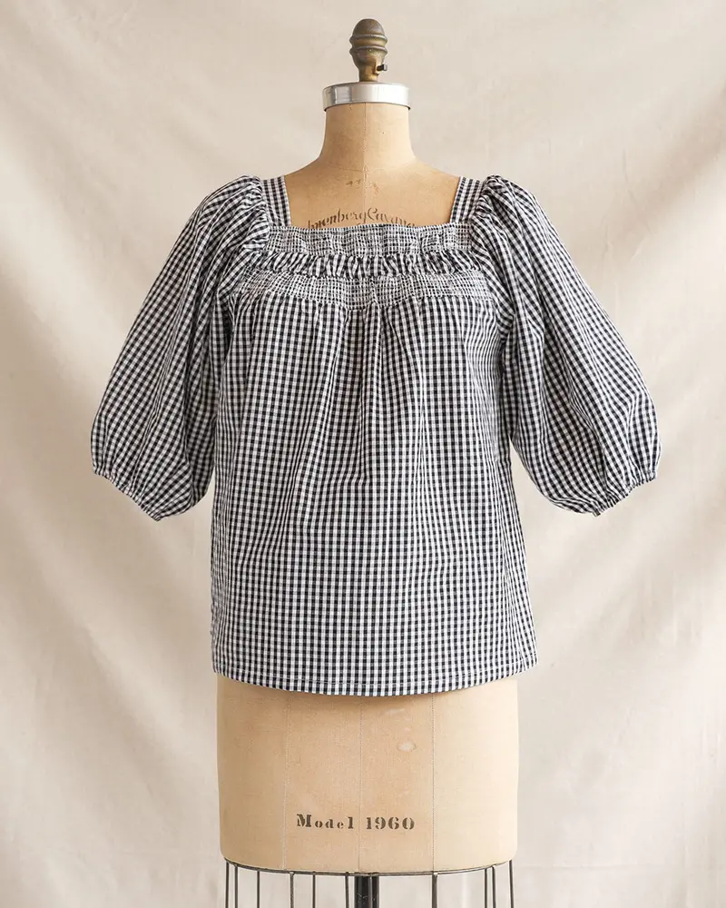 Country Lane Checkered Short-Sleeve Top