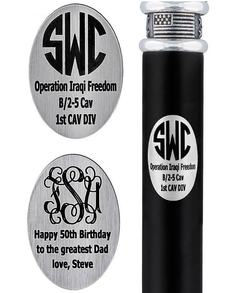Custom Oval Stainless Steel Cane Engraving Service