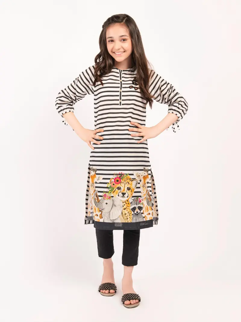 Custom-Printed Lawn Cotton Shirt