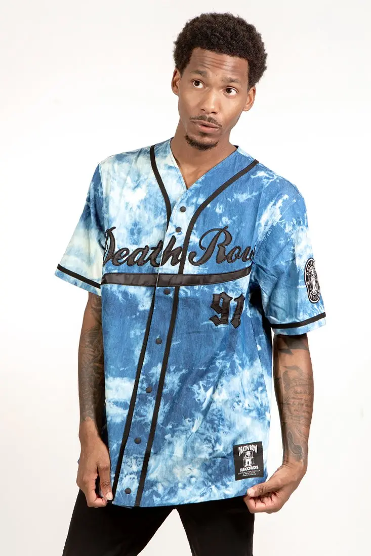 Death Row Records Tie-Dye Baseball Jersey – Vintage-Inspired Streetwear
