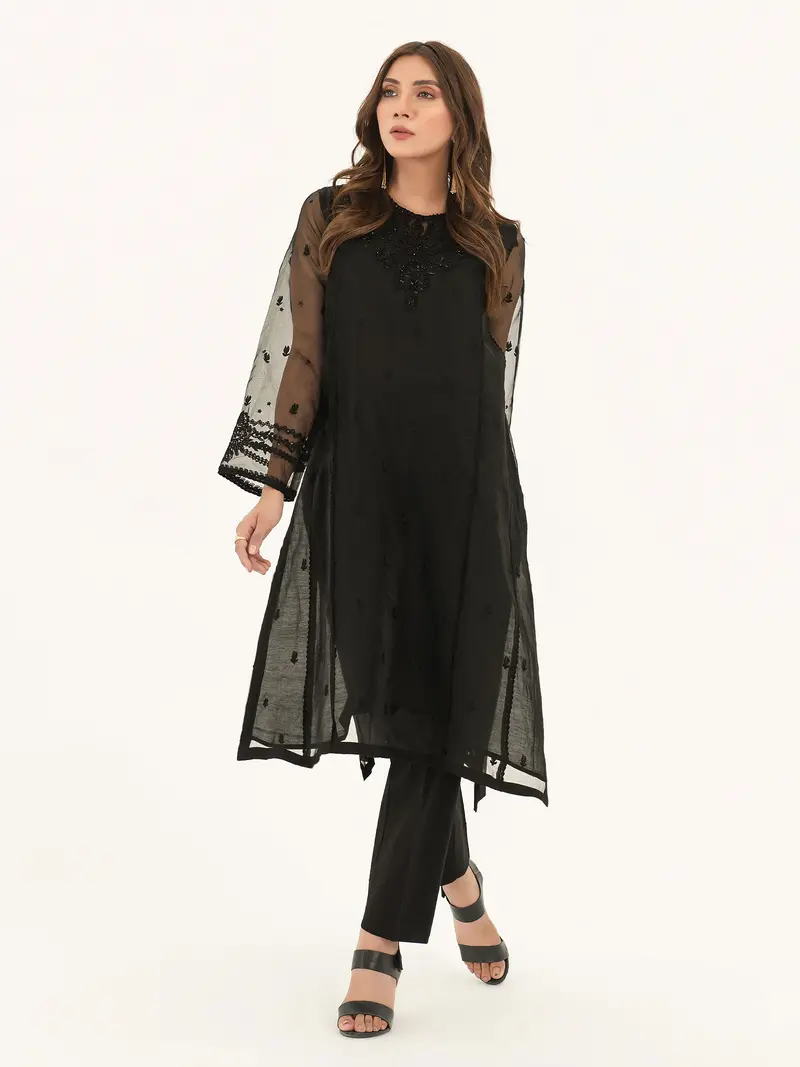 Delicate Embroidered Organza Blouse