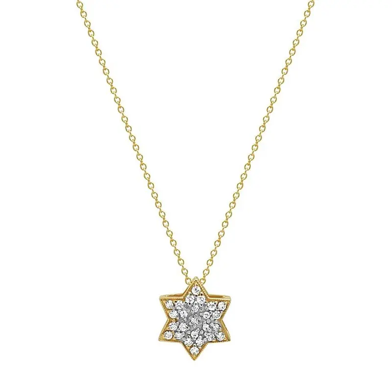 Diamond-Paved Star of David Pendant in 14k Gold