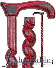 Discount Red-and-Black Spiral Rope Derby Cane – Laminate Birchwood (V1912)