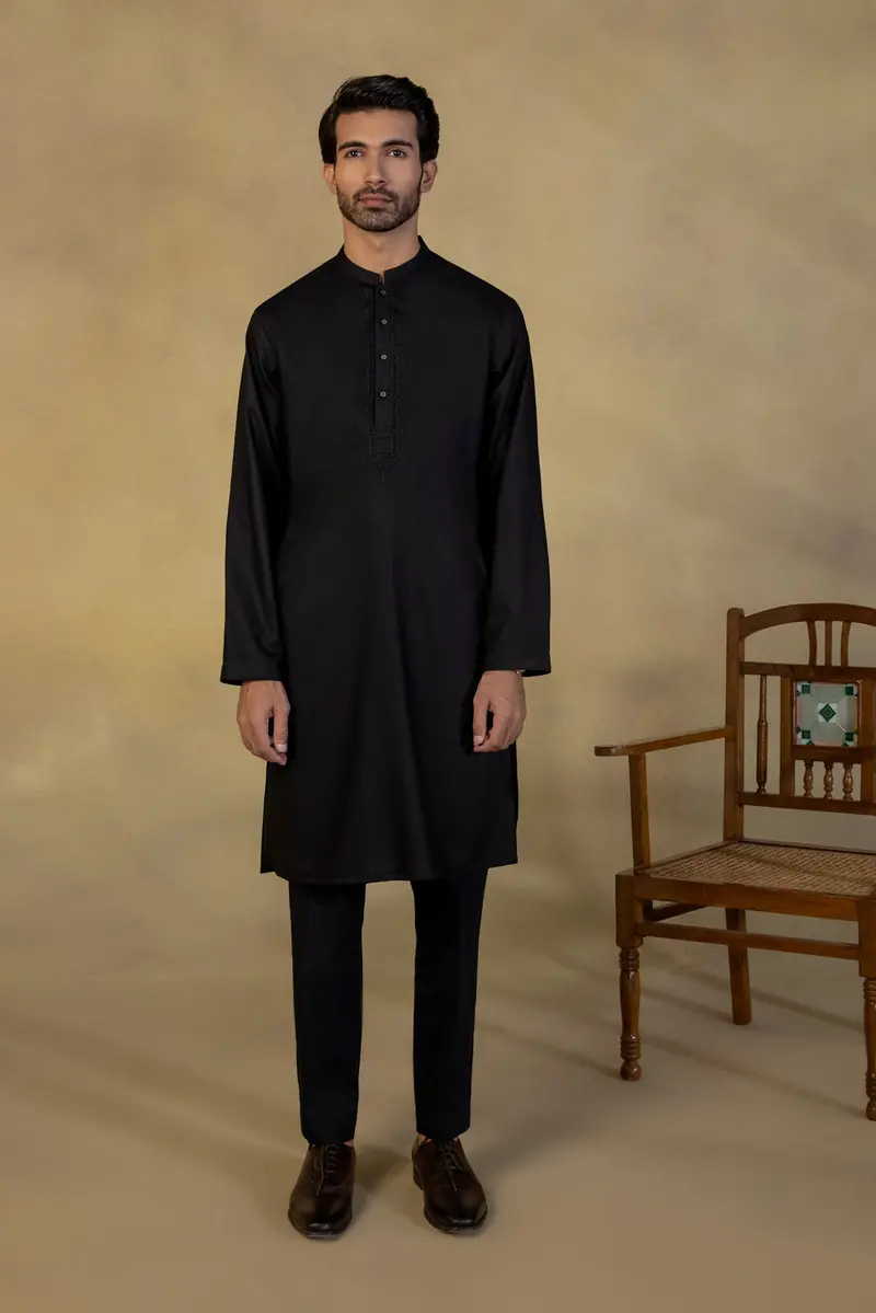 Dobby Weave Embroidered Kurta Top