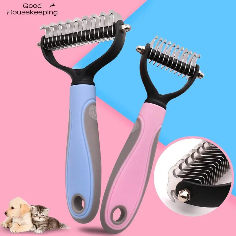 Double-Sided Pet Hair Knot Remover – Stainless Steel Fur Detangler Comb for Dogs and Cats
