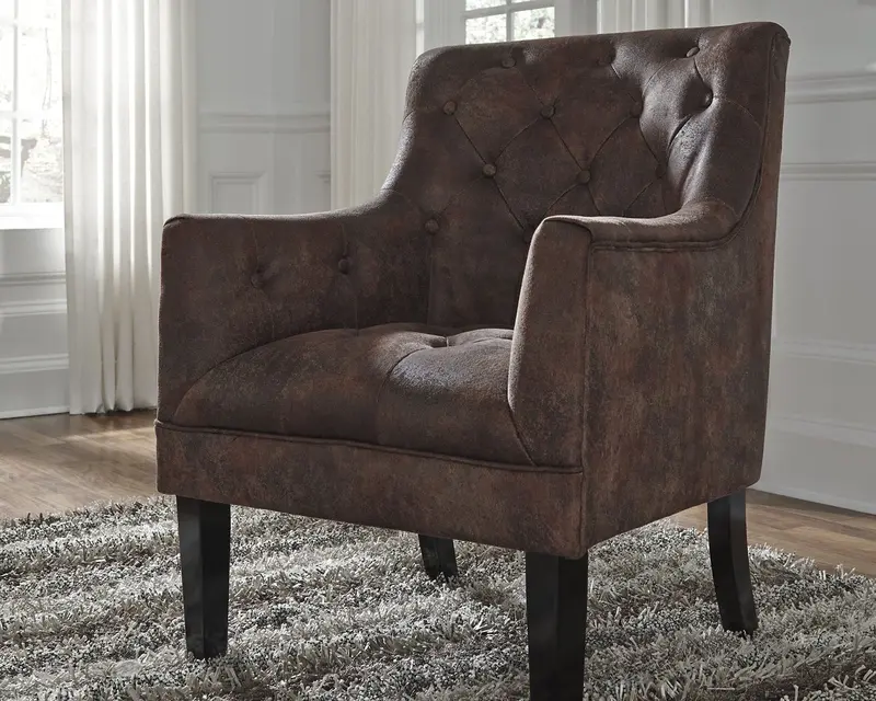 Drakelle Contemporary Accent Chair with Walnut Legs