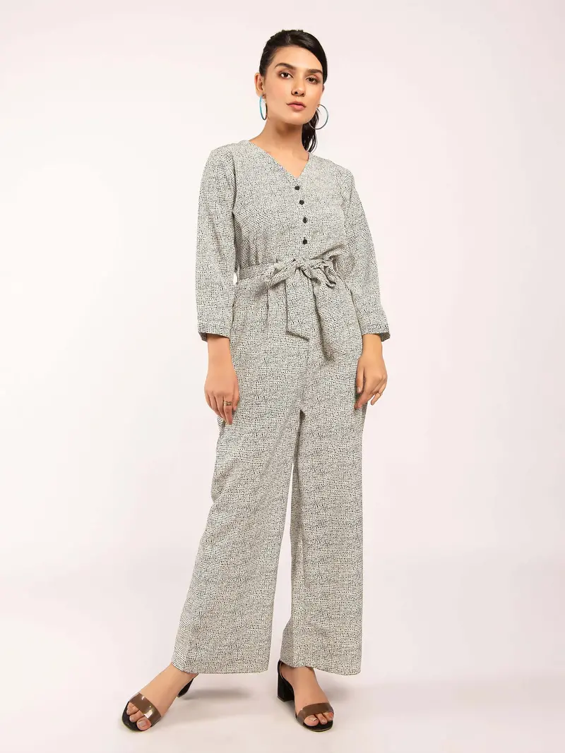 Draped Crepe Printed Jumpsuit