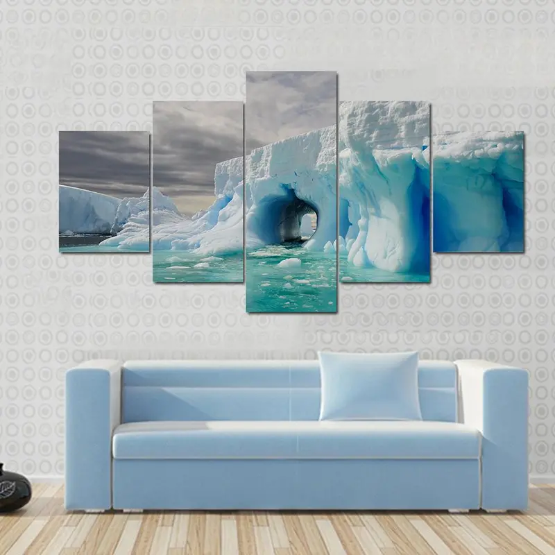 Drone View of Antarctic Icebergs Art Print