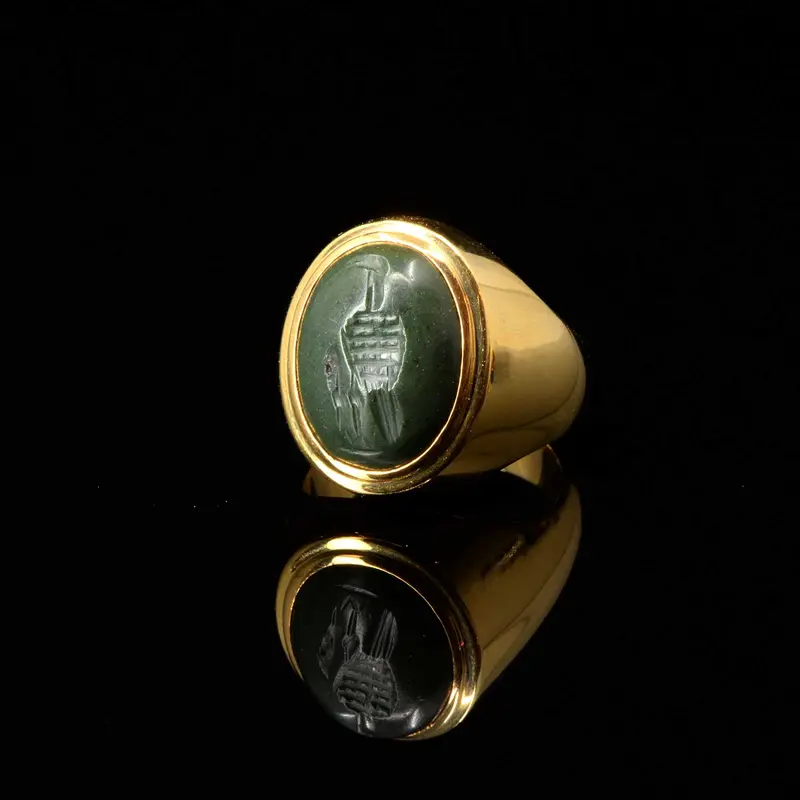 Egypto-Roman Green Jasper Intaglio Ringstone, Ptolemaic to Early Roman Period (1st Century BCE/CE)
