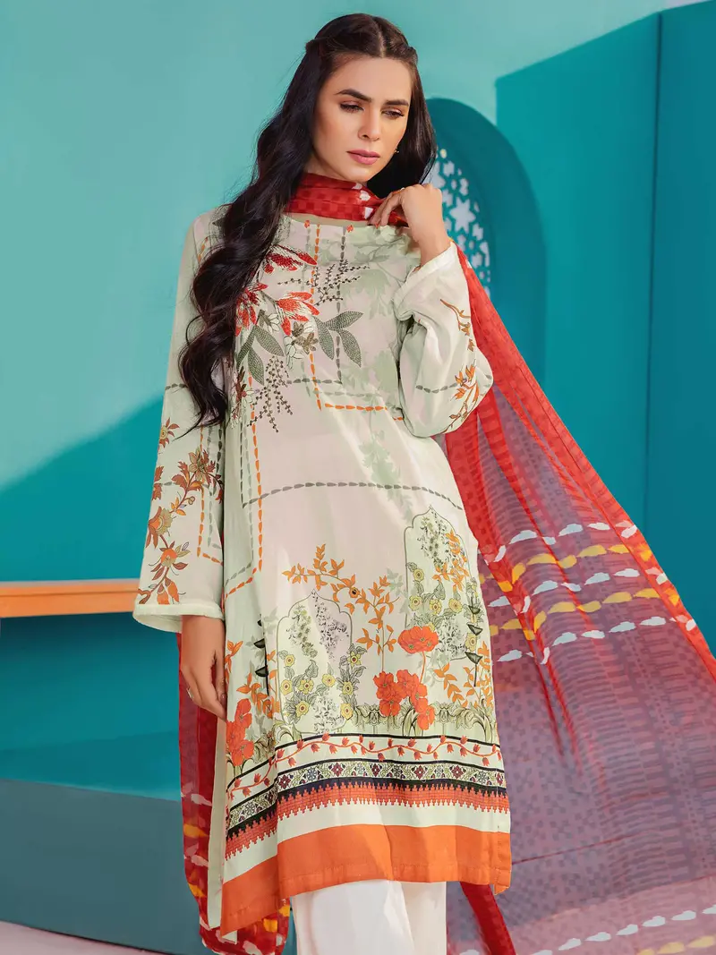 Elegant Embroidered Lawn Two-Piece Outfit