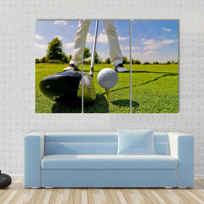 Elegant Golf Player Silhouette Canvas Wall Art