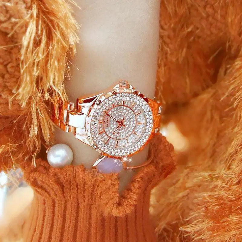 Elegant Ladies’ Rhinestone-Embellished Dress Watch