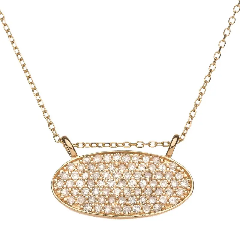 Elegant Oval Diamond Pendant in 14k Gold Setting
