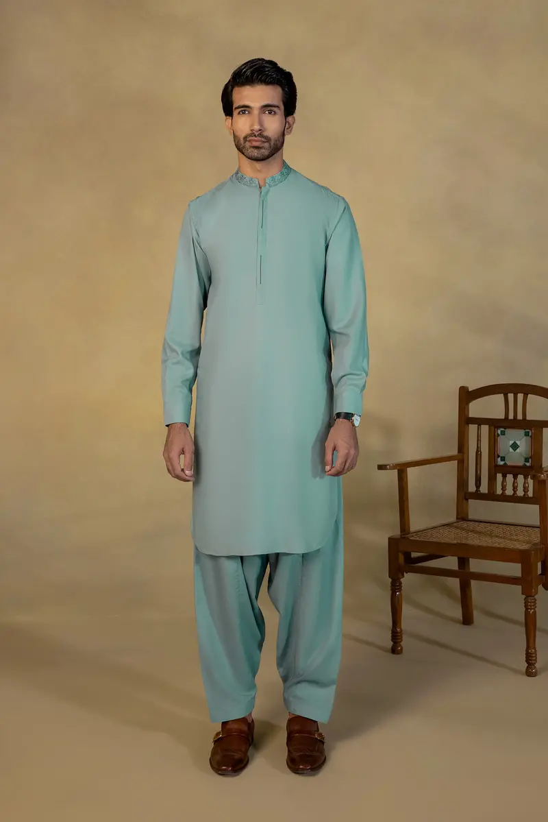 Embroidered Dobby Fabric Suit Set