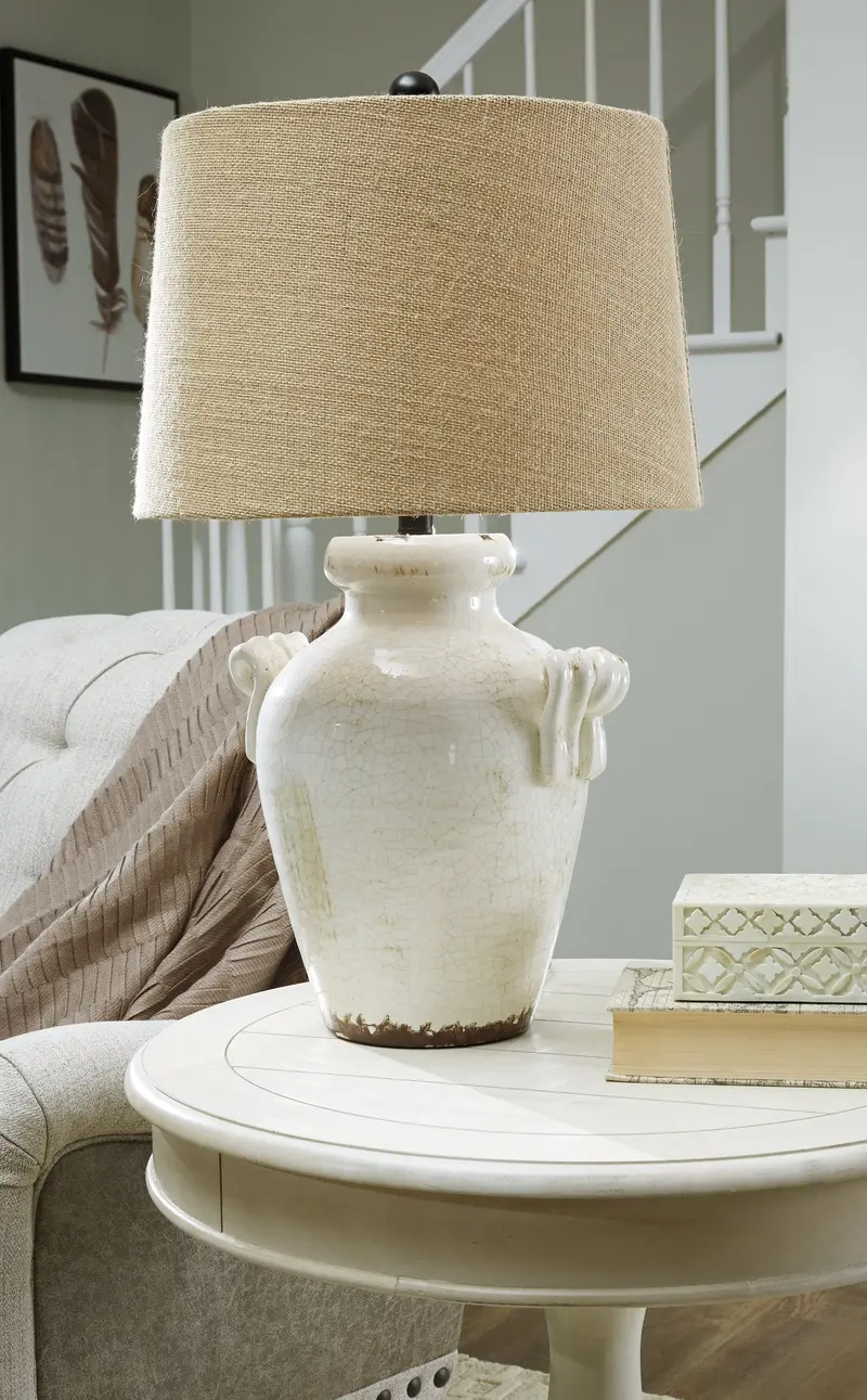 Emelda Metal Table Lamp with Fabric Shade